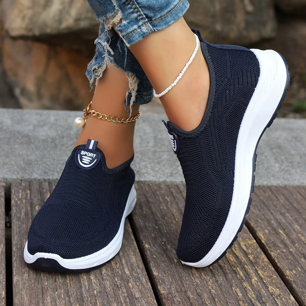 Women Shoes Mesh Casual Shoes Lightweight Slip on Tennis Shoes Fashion Soft Sole Loafers Flats Outdoor Plus Size Women Sneakers - Image 4