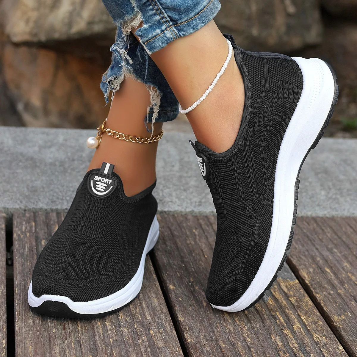 Women Shoes Mesh Casual Shoes Lightweight Slip on Tennis Shoes Fashion Soft Sole Loafers Flats Outdoor Plus Size Women Sneakers - Image 2