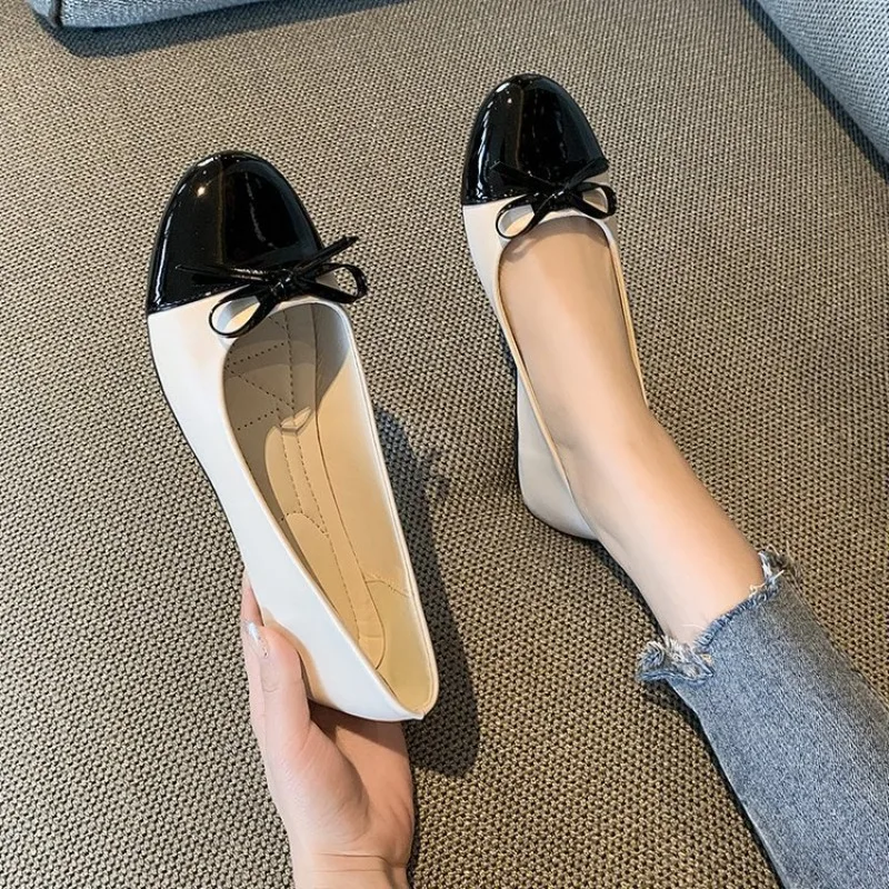 Women's Flat Shoes Bowknot Loafers Leather Comfortable Casual Shoes Elegant Non-slip Ballet Shoes Designer Shallow Single Shoes - Image 2