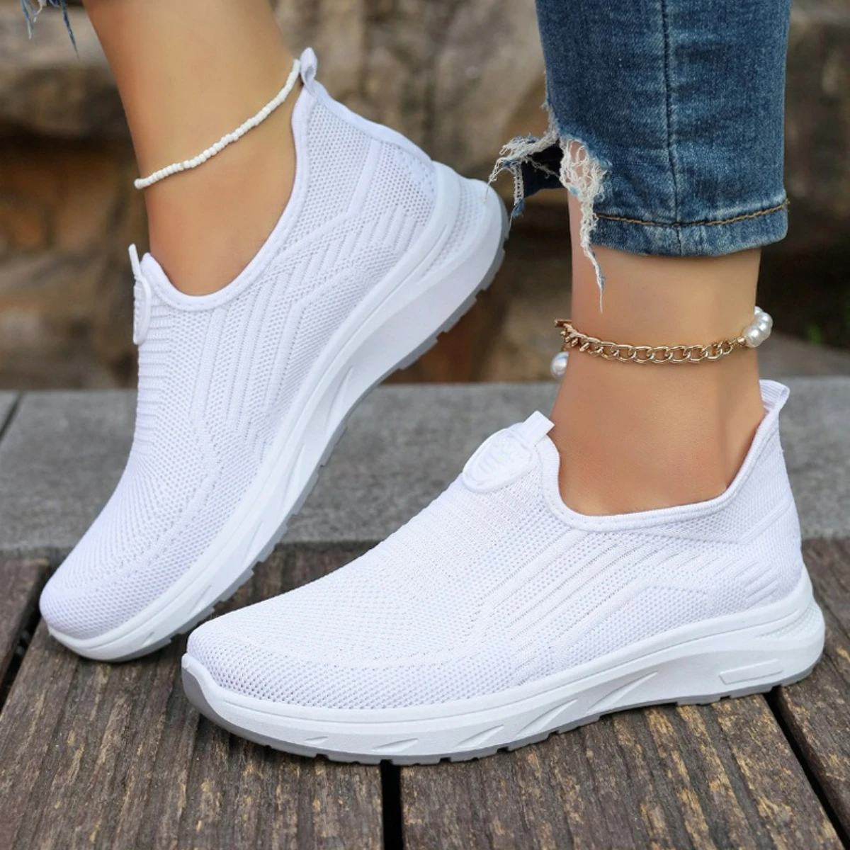 Women Shoes Mesh Casual Shoes Lightweight Slip on Tennis Shoes Fashion Soft Sole Loafers Flats Outdoor Plus Size Women Sneakers - Image 3